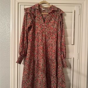 Umgee Red Floral Long Sleeve Dress